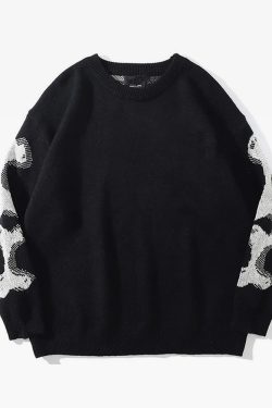 Y2K Grunge Ribcage Sweater - Retro 90s Fashion, Gothic Y2K, Pastel Goth, Y2K Club