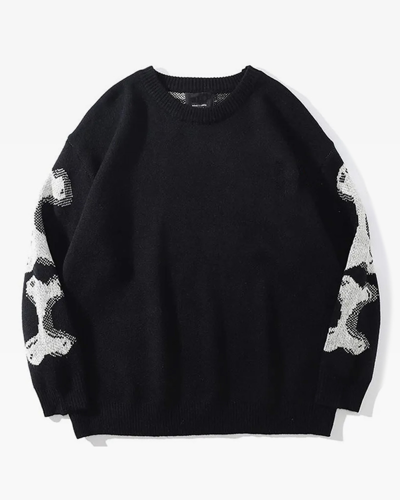 Y2K Grunge Ribcage Sweater - Retro 90s Fashion, Gothic Y2K, Pastel Goth, Y2K Club