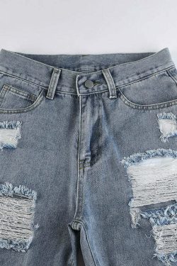Y2K Grunge Ripped Baggy Jeans - 90s Fashion, Y2K Summer Outfits, Retro Style, Y2K Club