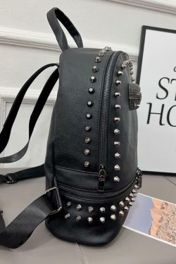 Y2K Grunge Rivet Studded Goth Skull Mini Backpack - Perfect for 90s and Y2K Summer Outfits