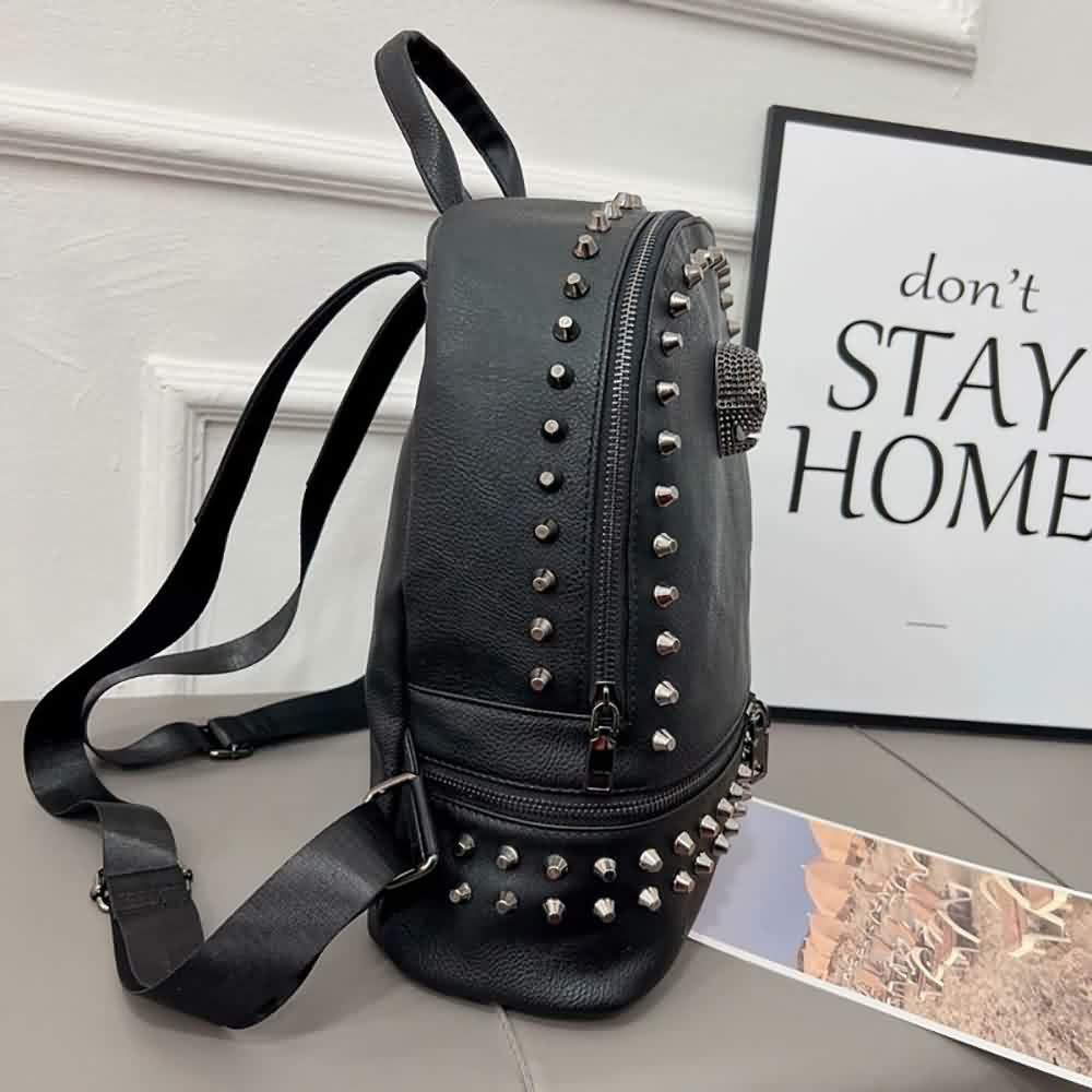Y2K Grunge Rivet Studded Goth Skull Mini Backpack - Perfect for 90s and Y2K Summer Outfits