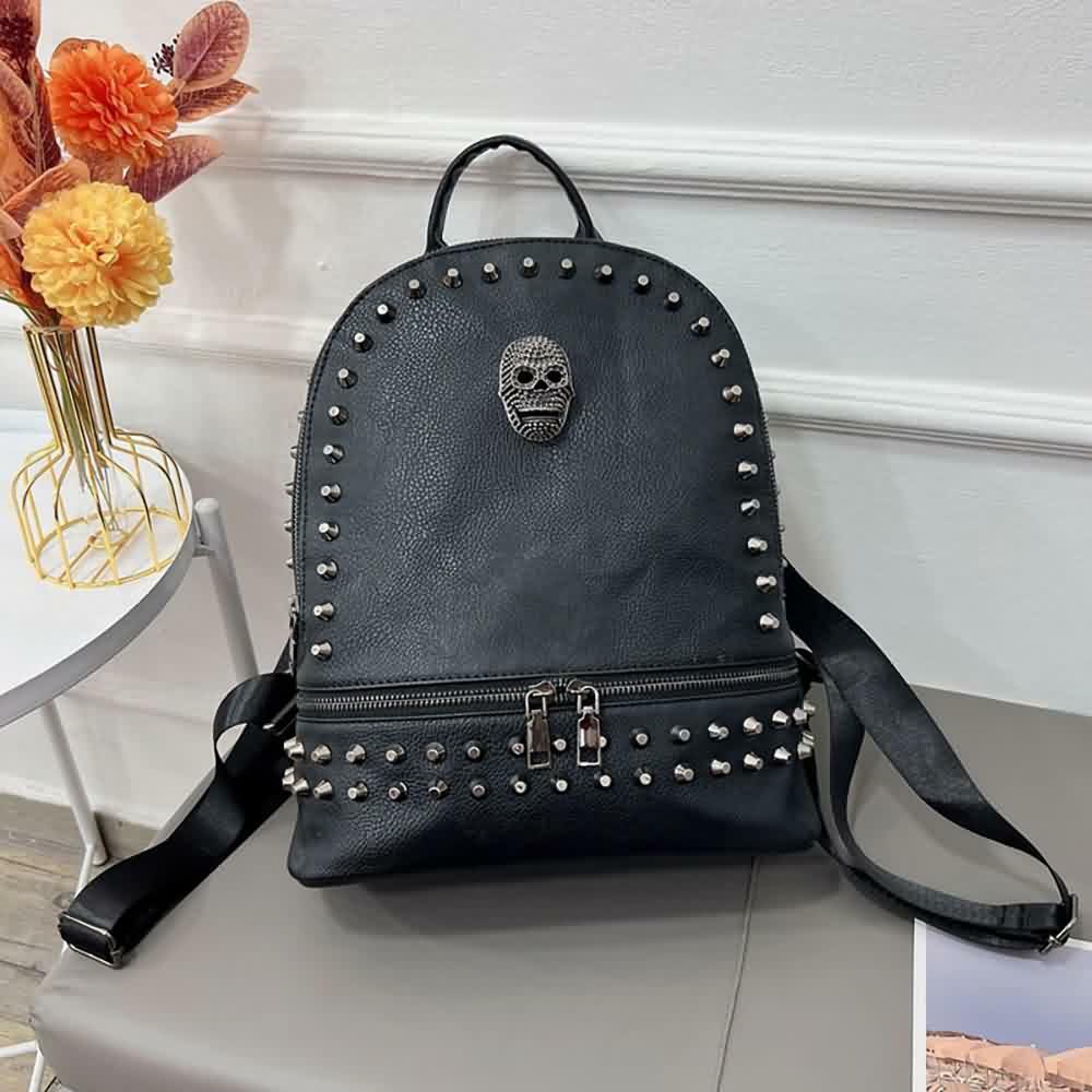 Y2K Grunge Rivet Studded Goth Skull Mini Backpack - Perfect for 90s and Y2K Summer Outfits