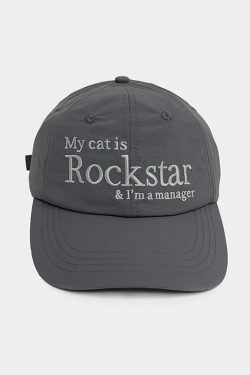 Y2K Grunge Rockstar Cat Manager Hat - Retro 90s Fashion, Y2K Summer & Party Outfits