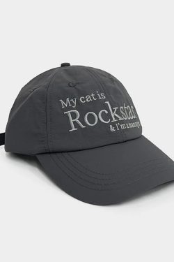 Y2K Grunge Rockstar Cat Manager Hat - Retro 90s Fashion, Y2K Summer & Party Outfits