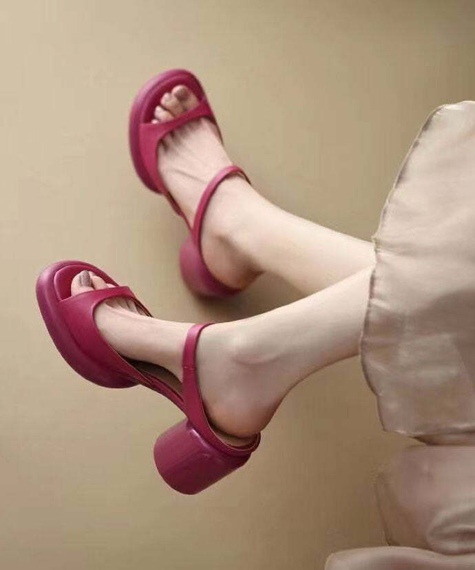 Y2K Grunge Rose Peep Toe Chunky Slide Sandals - Retro 90s Summer Party Outfit Essentials