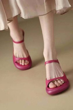 Y2K Grunge Rose Peep Toe Chunky Slide Sandals - Retro 90s Summer Party Outfit Essentials