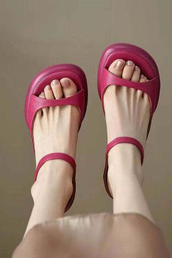 Y2K Grunge Rose Peep Toe Chunky Slide Sandals - Retro 90s Summer Party Outfit Essentials