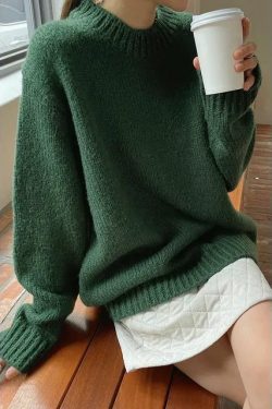 Y2K Grunge Round-Neck Ribbed Sweater - 90s Fashion, Retro Style, Summer Y2K Outfits