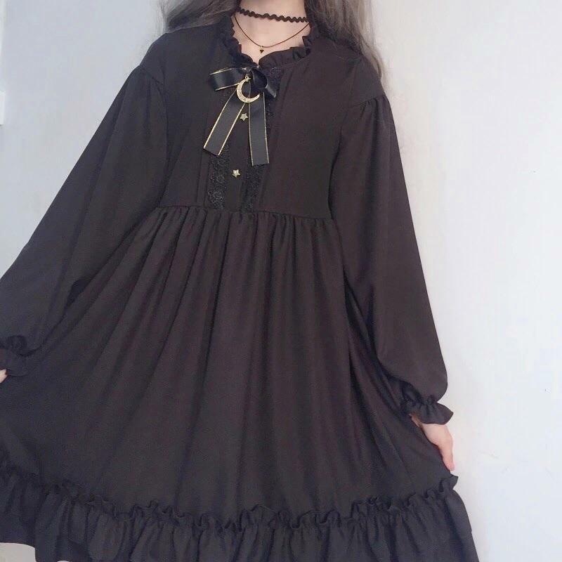 Y2K Grunge Ruffled Eclipse Dress - 90s Fashion, Summer Outfits, Retro Style, Pastel Goth