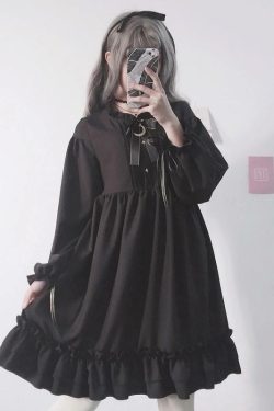 Y2K Grunge Ruffled Eclipse Dress - 90s Fashion, Summer Outfits, Retro Style, Pastel Goth