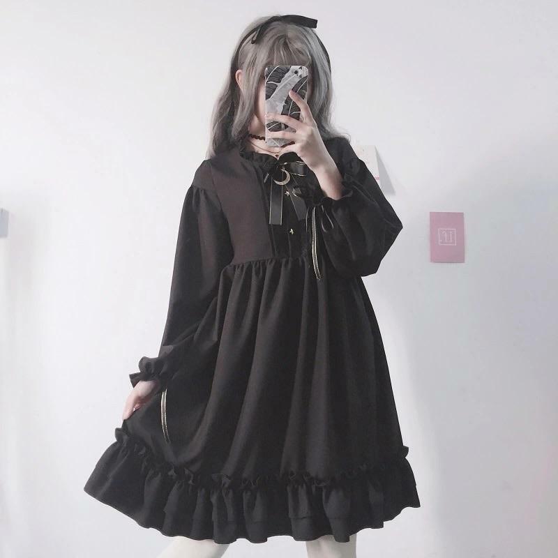 Y2K Grunge Ruffled Eclipse Dress - 90s Fashion, Summer Outfits, Retro Style, Pastel Goth