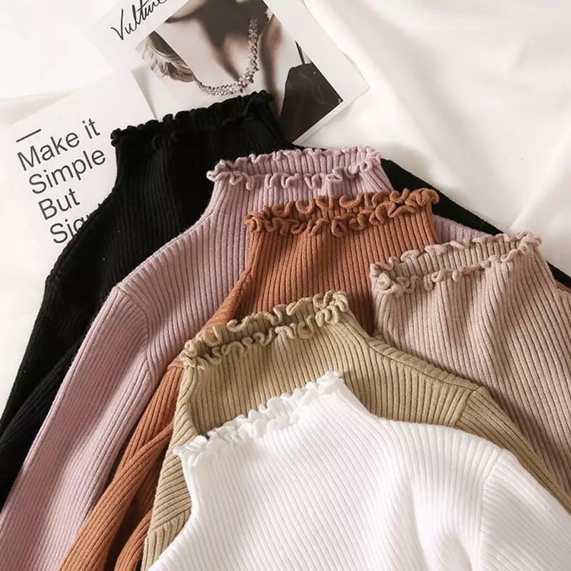 Y2K Grunge Ruffled Turtle-neck Sweatshirt - 90s Retro, Summer Outfits, Pastel Goth Fashion