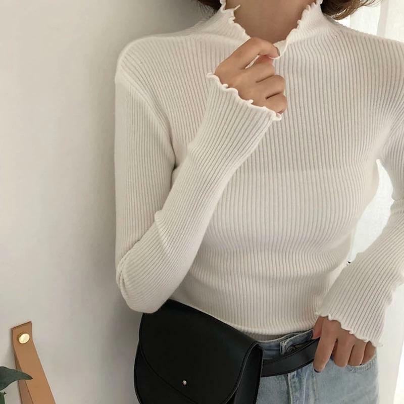 Y2K Grunge Ruffled Turtle-neck Sweatshirt - 90s Retro, Summer Outfits, Pastel Goth Fashion