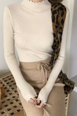 Y2K Grunge Ruffled Turtle-neck Sweatshirt - 90s Retro, Summer Outfits, Pastel Goth Fashion