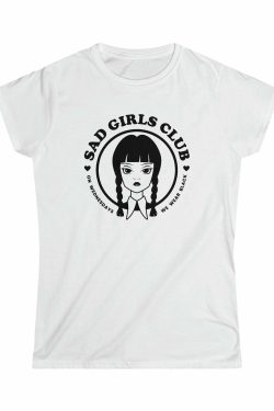 Y2K Grunge Sad Girls Club Wednesday T-Shirt - Retro 90s Fashion, Pastel Goth, Baby Tees Y2K
