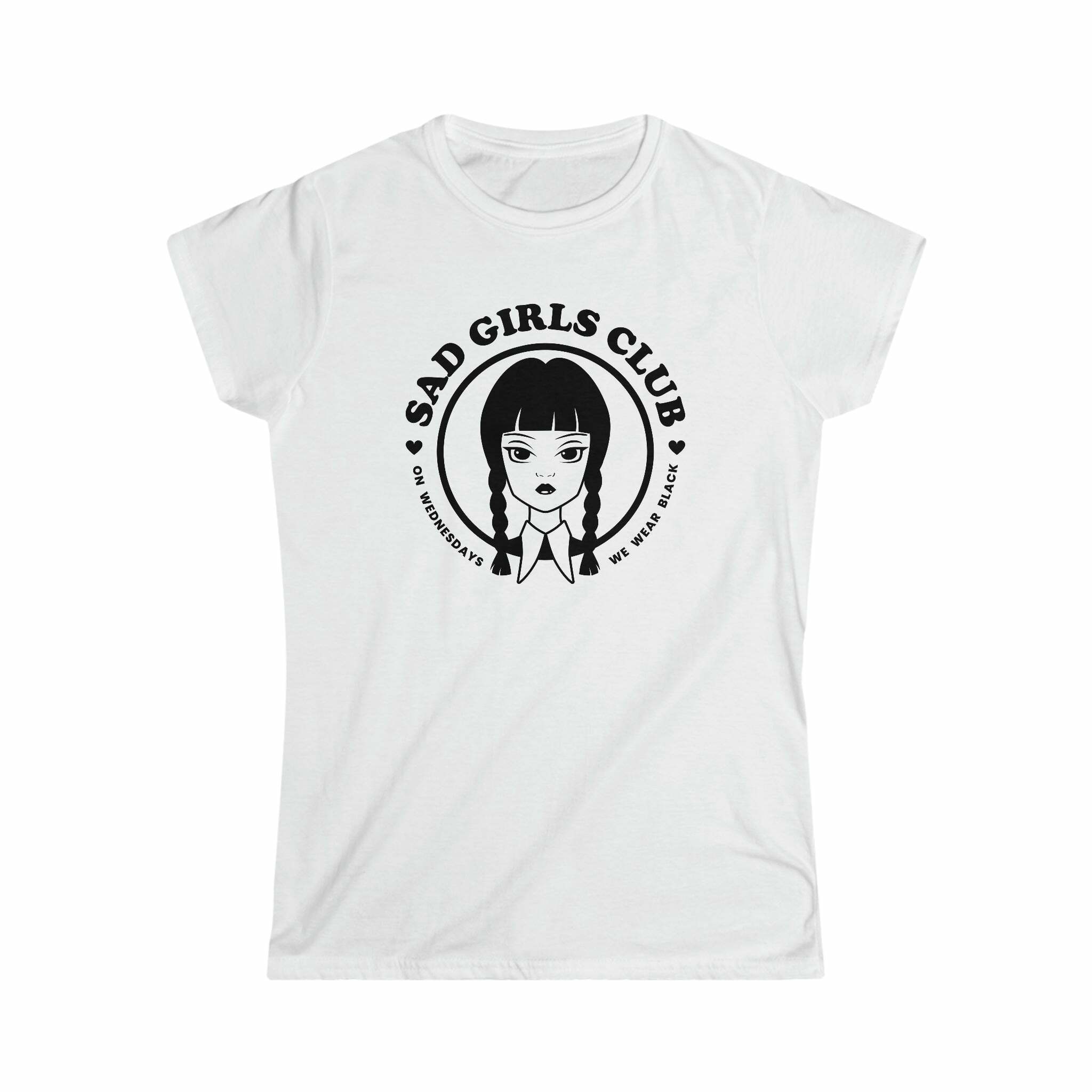 Y2K Grunge Sad Girls Club Wednesday T-Shirt - Retro 90s Fashion, Pastel Goth, Baby Tees Y2K