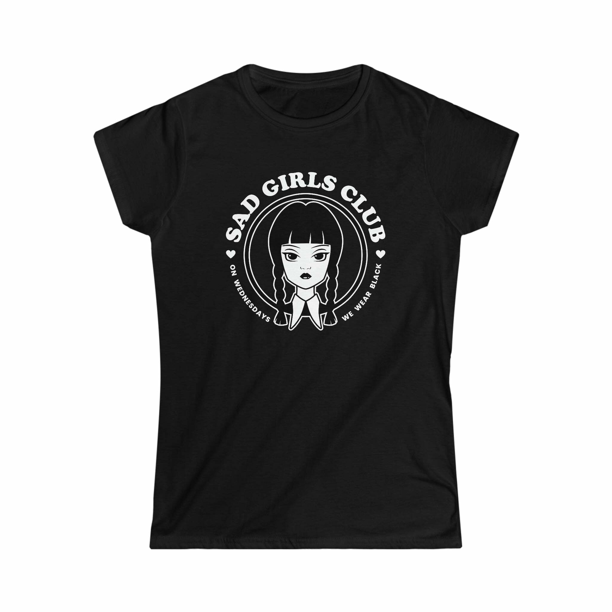 Y2K Grunge Sad Girls Club Wednesday T-Shirt - Retro 90s Fashion, Pastel Goth, Baby Tees Y2K