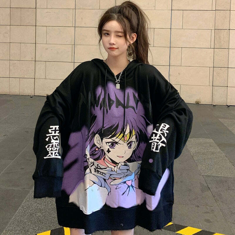 Y2K Grunge Sailor Mars Sweatshirt Hoodie - 90s Retro Style, Pastel Goth, Y2K Fashion