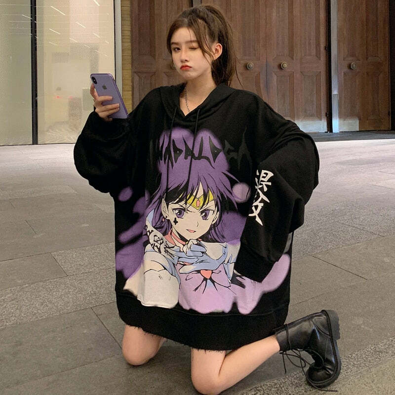 Y2K Grunge Sailor Mars Sweatshirt Hoodie - 90s Retro Style, Pastel Goth, Y2K Fashion