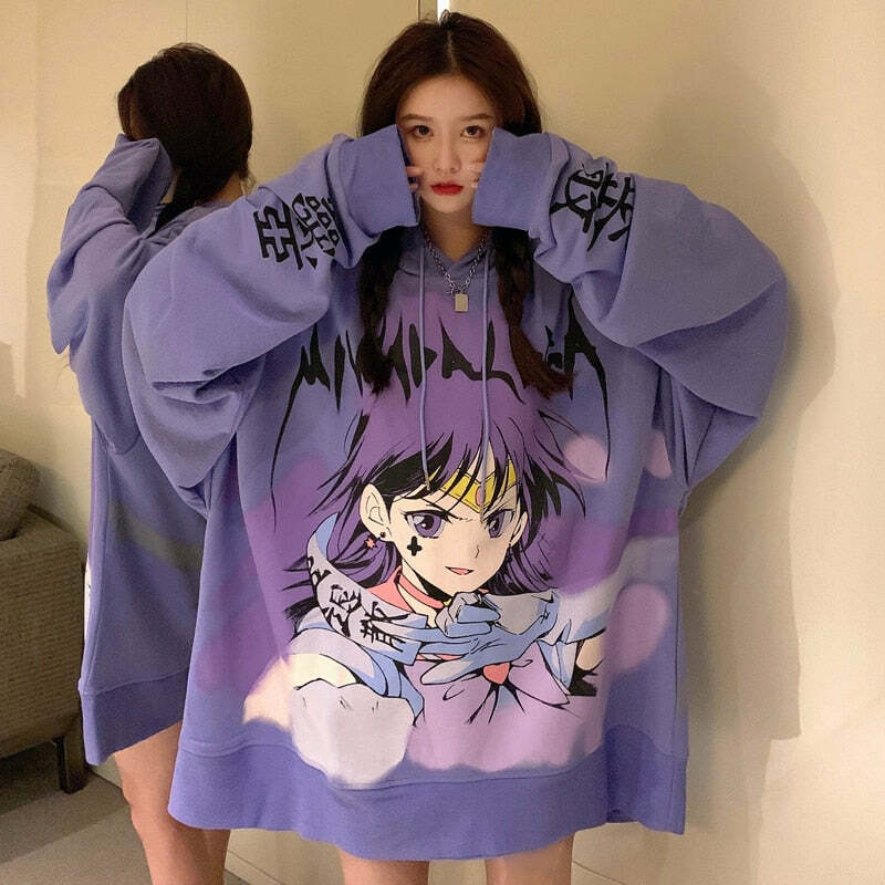 Y2K Grunge Sailor Mars Sweatshirt Hoodie - 90s Retro Style, Pastel Goth, Y2K Fashion