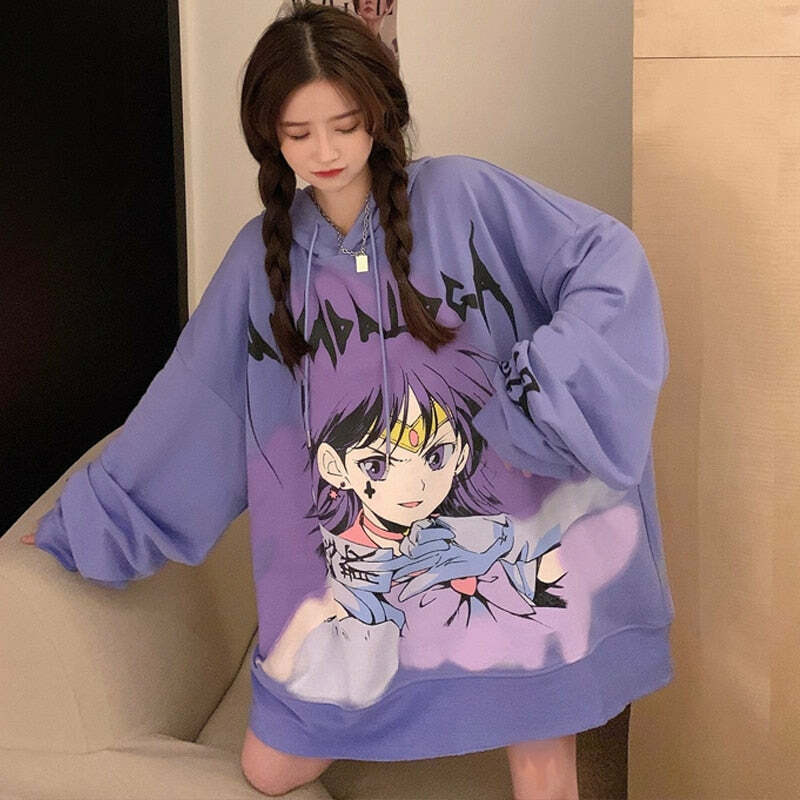Y2K Grunge Sailor Mars Sweatshirt Hoodie - 90s Retro Style, Pastel Goth, Y2K Fashion