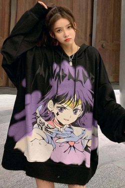 Y2K Grunge Sailor Mars Sweatshirt Hoodie - 90s Retro Style, Pastel Goth, Y2K Fashion