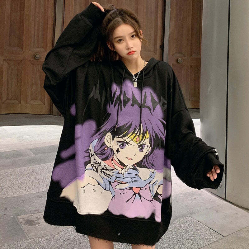 Y2K Grunge Sailor Mars Sweatshirt Hoodie - 90s Retro Style, Pastel Goth, Y2K Fashion