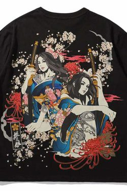 Y2K Grunge Sakura Samurai Tee - Retro 90s Fashion, Pastel Goth, Y2K Summer Outfits