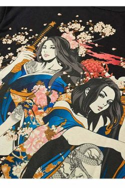 Y2K Grunge Sakura Samurai Tee - Retro 90s Fashion, Pastel Goth, Y2K Summer Outfits