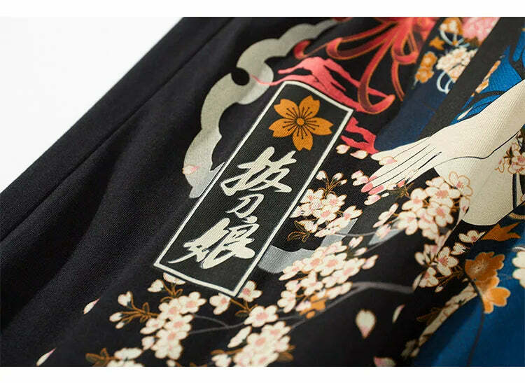 Y2K Grunge Sakura Samurai Tee - Retro 90s Fashion, Pastel Goth, Y2K Summer Outfits