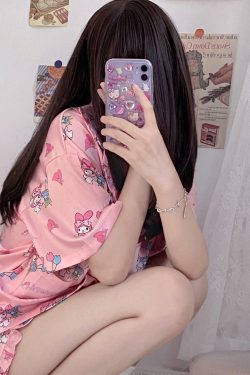 Y2K Grunge Sanriocore Pajamas Set - Retro 90s Summer Outfit, Pastel Goth, Y2K Fashion