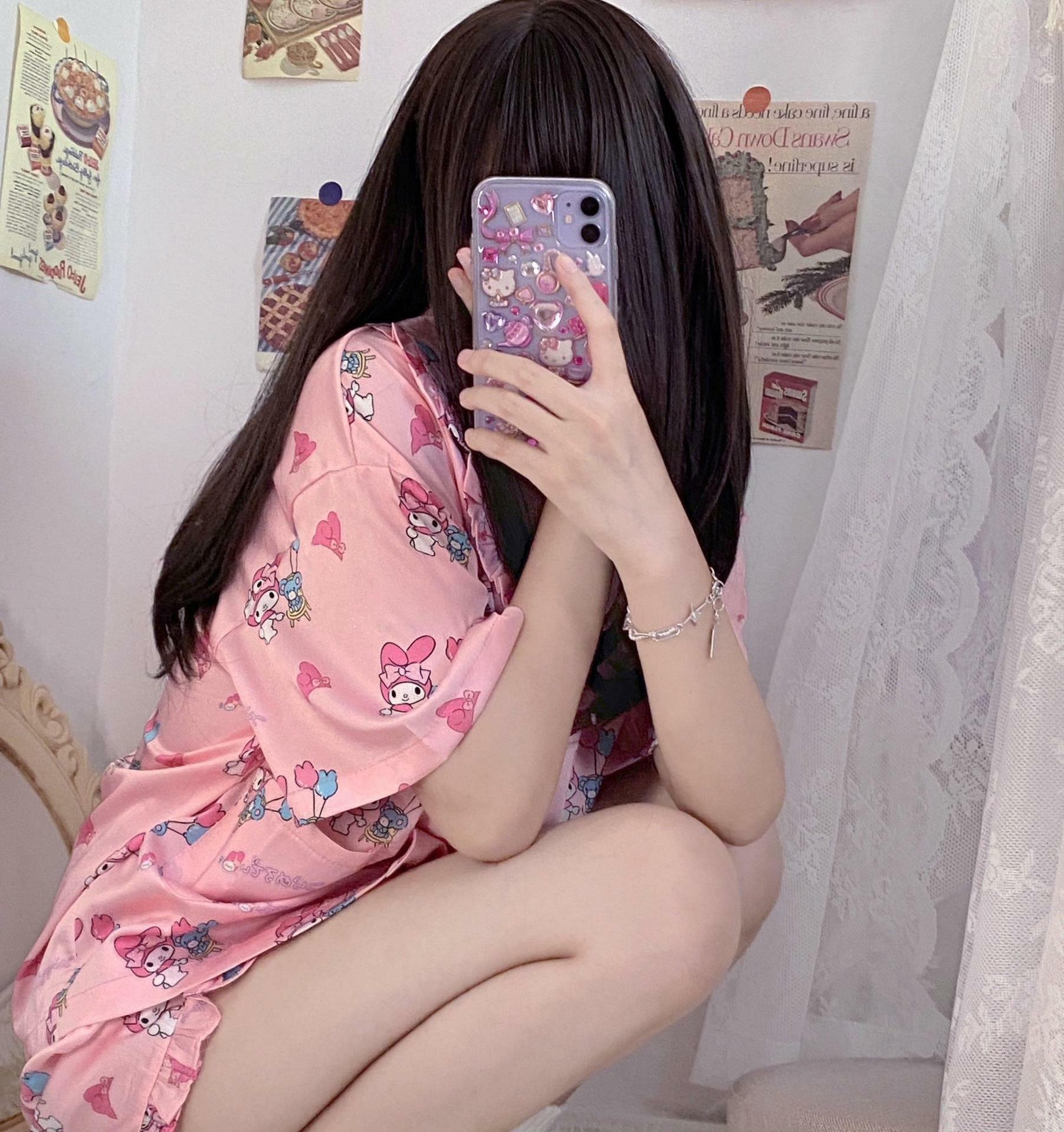 Y2K Grunge Sanriocore Pajamas Set - Retro 90s Summer Outfit, Pastel Goth, Y2K Fashion