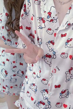 Y2K Grunge Sanriocore Pajamas Set - Retro 90s Summer Outfit, Pastel Goth, Y2K Fashion