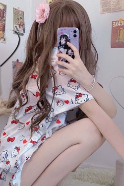 Y2K Grunge Sanriocore Pajamas Set - Retro 90s Summer Outfit, Pastel Goth, Y2K Fashion
