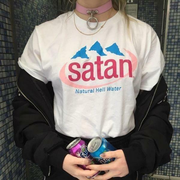 Y2K Grunge Satan Water Shirt - Retro 90s Fashion, Summer Y2K Outfits, Gothic Y2K Style