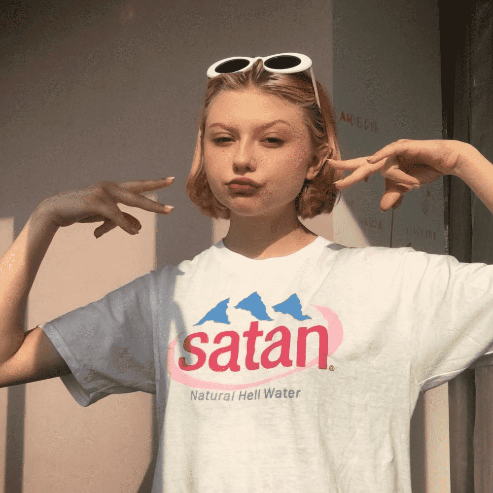 Y2K Grunge Satan Water Shirt - Retro 90s Fashion, Summer Y2K Outfits, Gothic Y2K Style