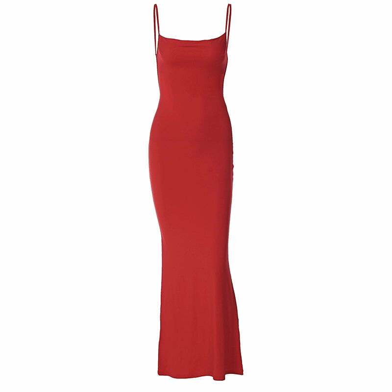 Y2K Grunge Satin Maxi Dress - Retro 90s Fashion, Summer Party, Club & Popstar Outfits