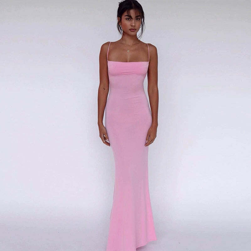 Y2K Grunge Satin Maxi Dress - Retro 90s Fashion, Summer Party, Club & Popstar Outfits