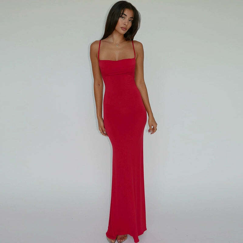 Y2K Grunge Satin Maxi Dress - Retro 90s Fashion, Summer Party, Club & Popstar Outfits