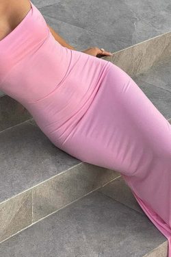 Y2K Grunge Satin Maxi Dress - Retro 90s Fashion, Summer Party, Club & Popstar Outfits