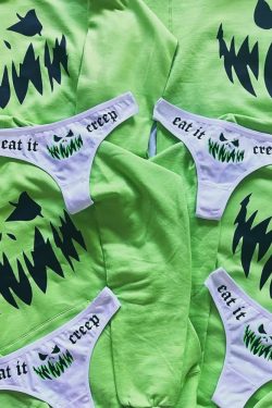 Y2K Grunge Scary Pumpkin Cropped Hoodie & Panty Loungewear Set - Retro 90s Summer Outfit