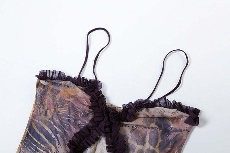 Y2K Grunge See-Through Mesh Maxi Dress - Retro 90s Summer Outfit, Gothic Y2K Party Look