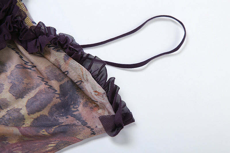 Y2K Grunge See-Through Mesh Maxi Dress - Retro 90s Summer Outfit, Gothic Y2K Party Look
