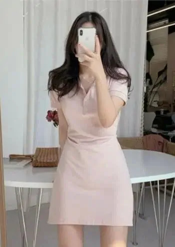 Y2K Grunge Short-Sleeve A-Line Mini Polo Dress - 90s Retro Summer Outfit for Women