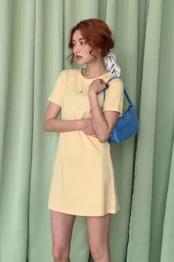 Y2K Grunge Short Sleeve Mini Dress - 90s Fashion, Retro Style, Summer Y2K Outfits