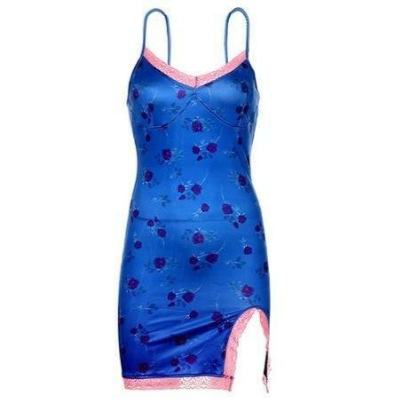 Y2K Grunge Side Split Mini Dress - 90s Fashion, Retro Summer Outfit, Gothic Y2K Style