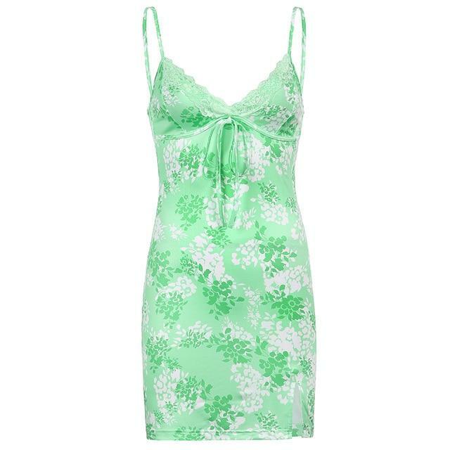 Y2K Grunge Side Split Mini Dress - 90s Fashion, Retro Summer Outfit, Gothic Y2K Style