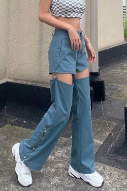 Y2K Grunge Side Split Pants - Retro 90s Fashion, Summer Outfits, and Club Party Looks