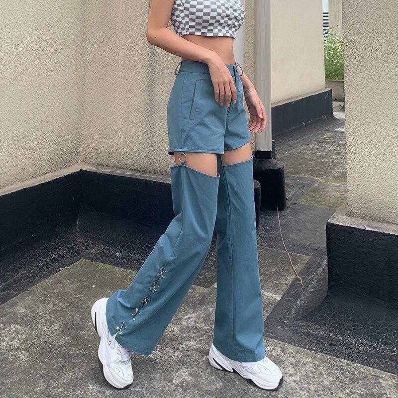 Y2K Grunge Side Split Pants - Retro 90s Fashion, Summer Outfits, and Club Party Looks