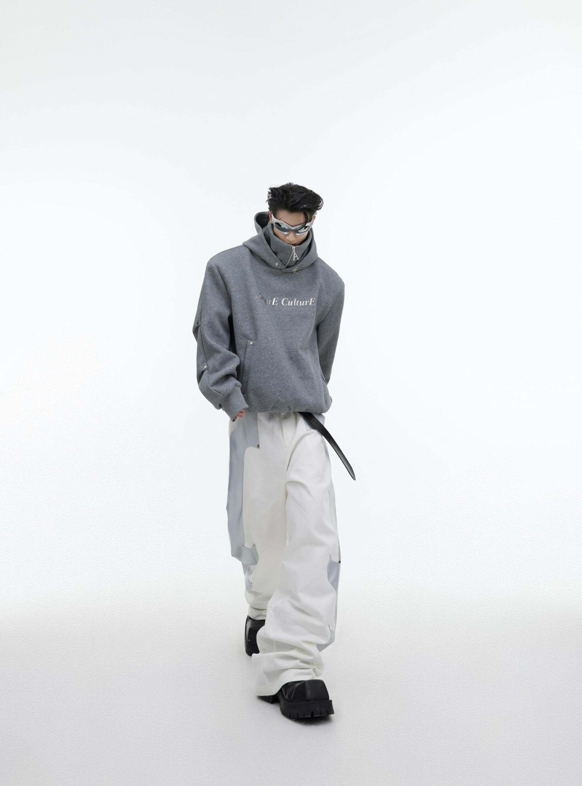Y2K Grunge Silver-Studded Logo Hoodie - Retro 90s Fashion, Summer Outfits, and Clubwear